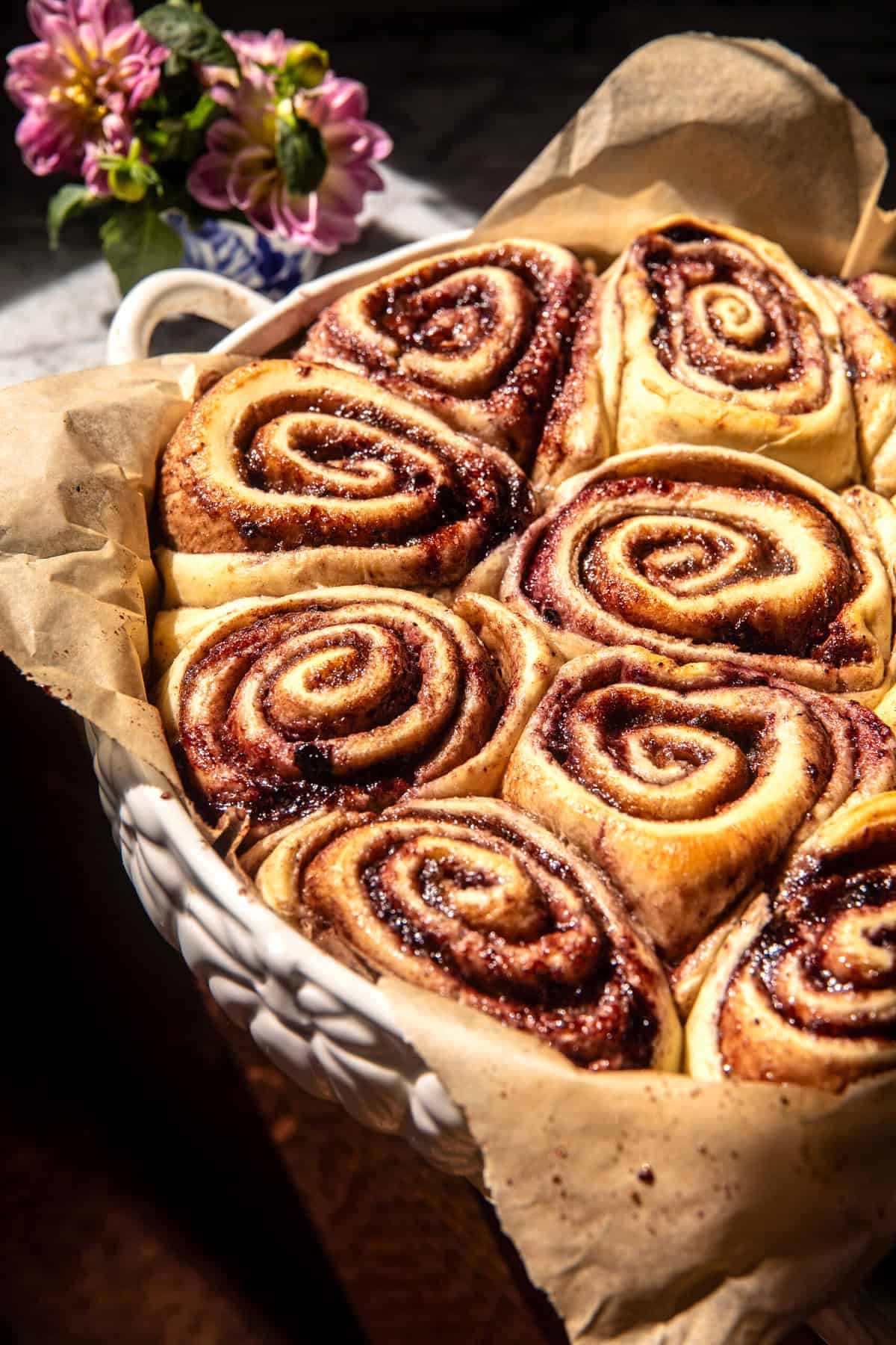Blueberry Cinnamon Rolls with Maple Icing | halfbakedharvest.com