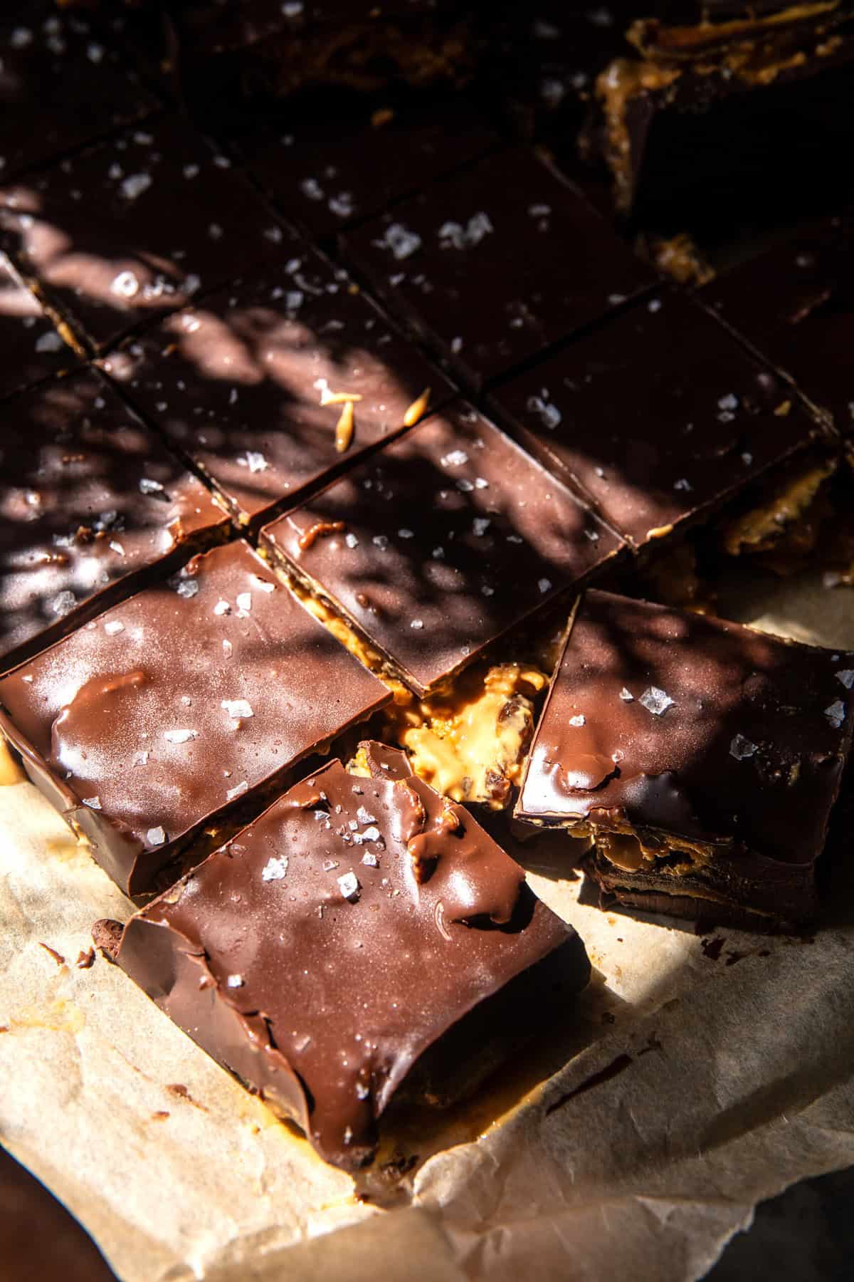 Chewy Chocolate Peanut Butter Crunch Bars | halfbakedharvest.com