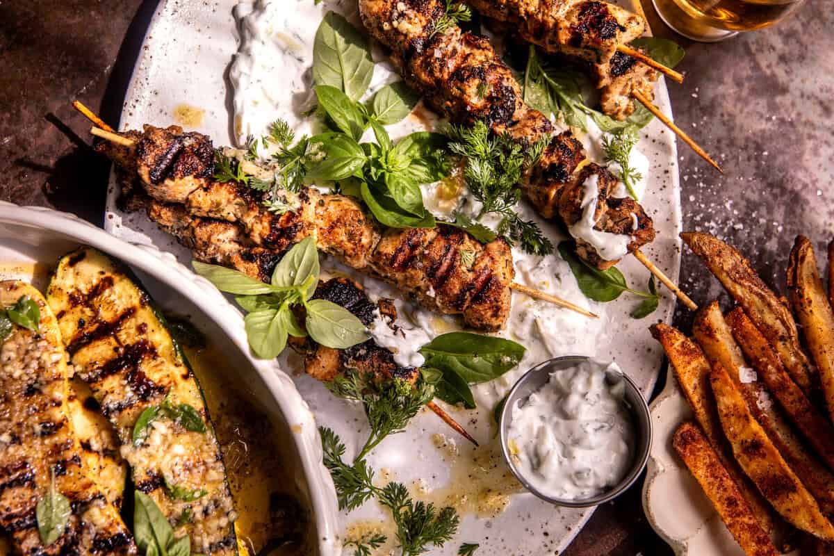 Ranch Chicken Tzatziki with Garlic Parmesan Zucchini | halfbakedharvest.com