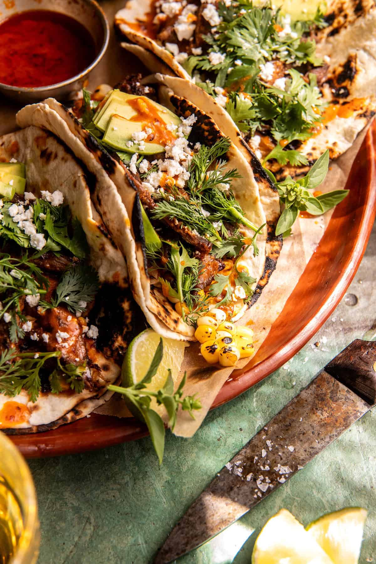 Sheet-Pan Steak and Chipotle Corn Tacos | halfbakedharvest.com