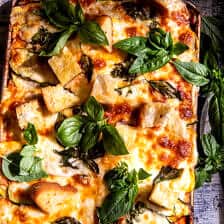 Sheet Pan Zucchini Lasagna with Garlic Croutons | halfbakedharvest.com