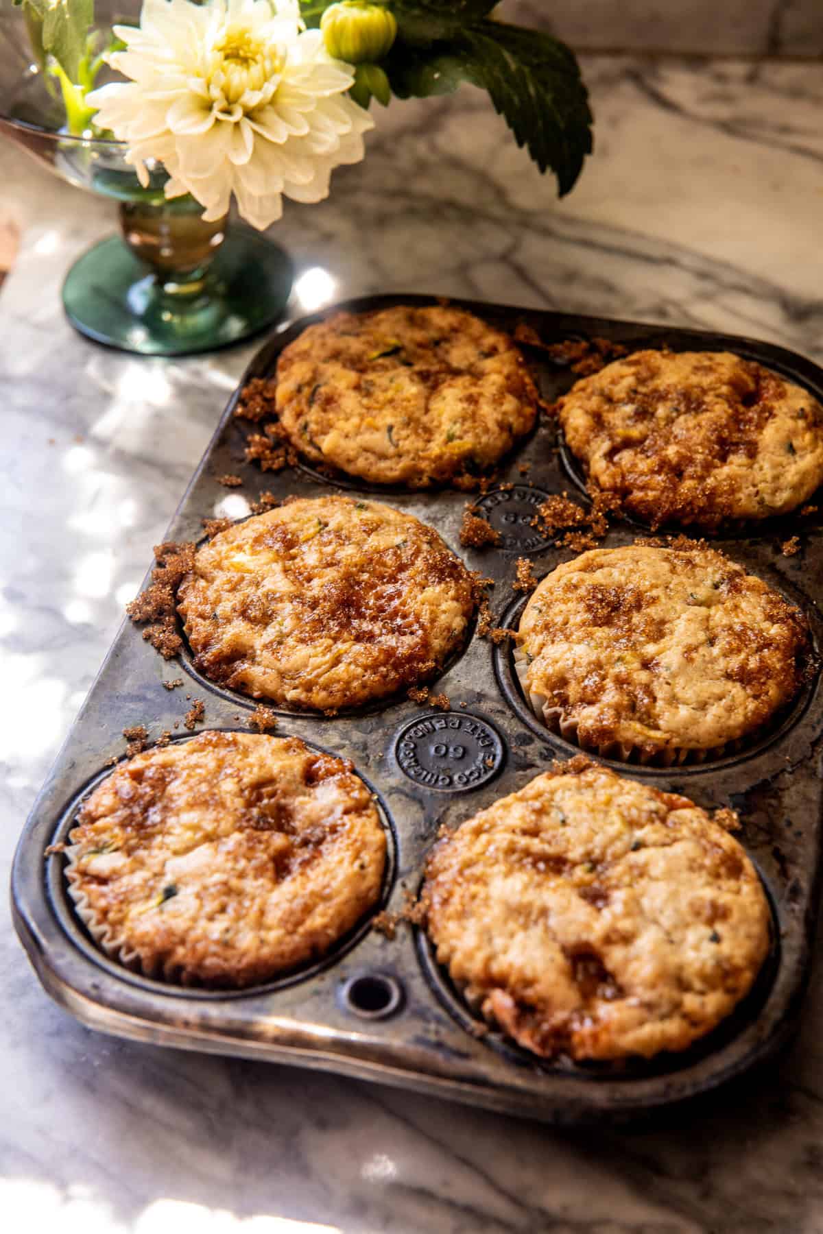 Swirled Caramel Brulée Zucchini Muffins | halfbakedharvest.com