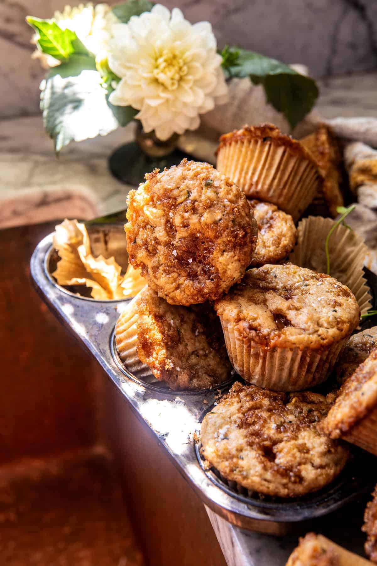 Swirled Caramel Brulée Zucchini Muffins | halfbakedharvest.com
