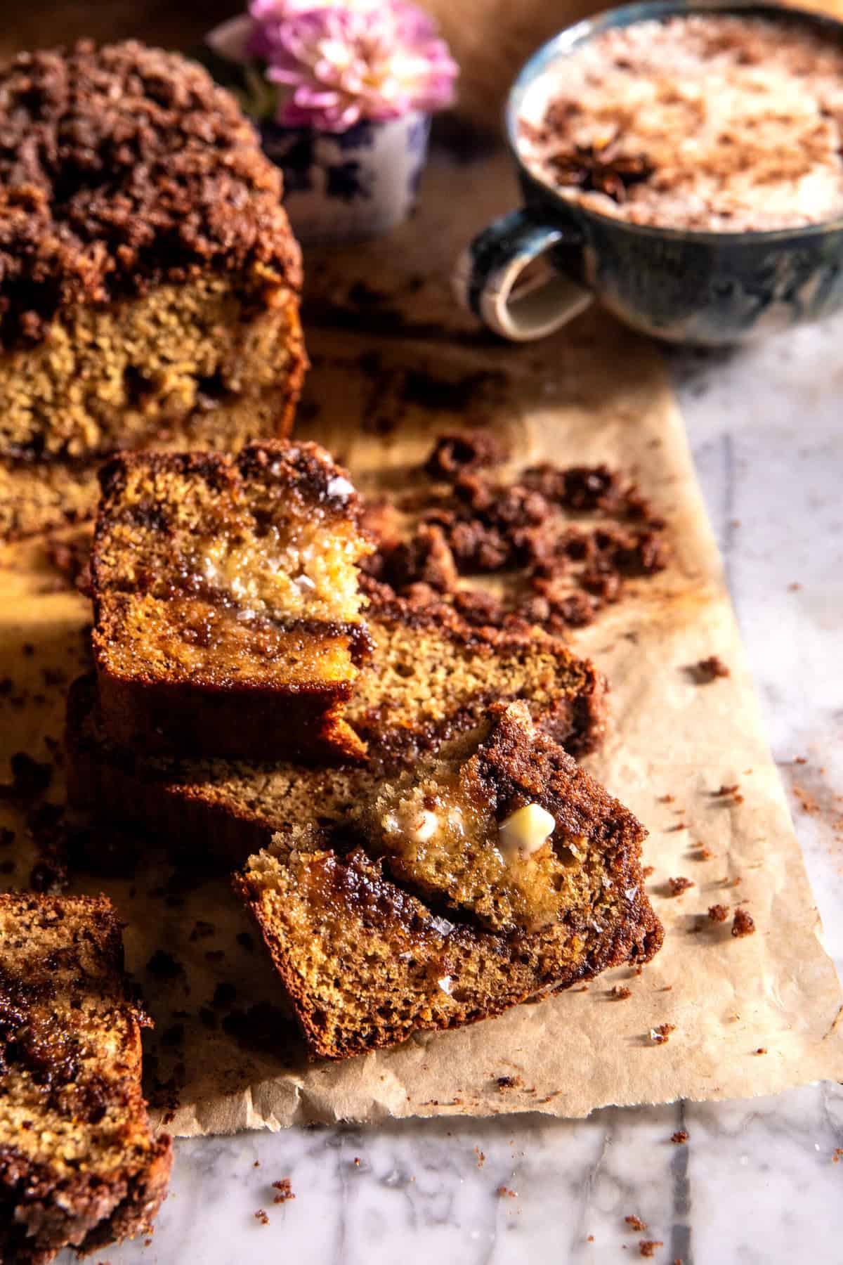 Cinnamon Crunch Swirled Banana Bread | halfbakedharvest.com