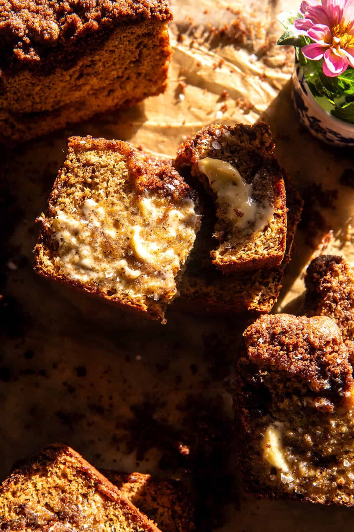 Cinnamon Crunch Swirled Banana Bread | halfbakedharvest.com