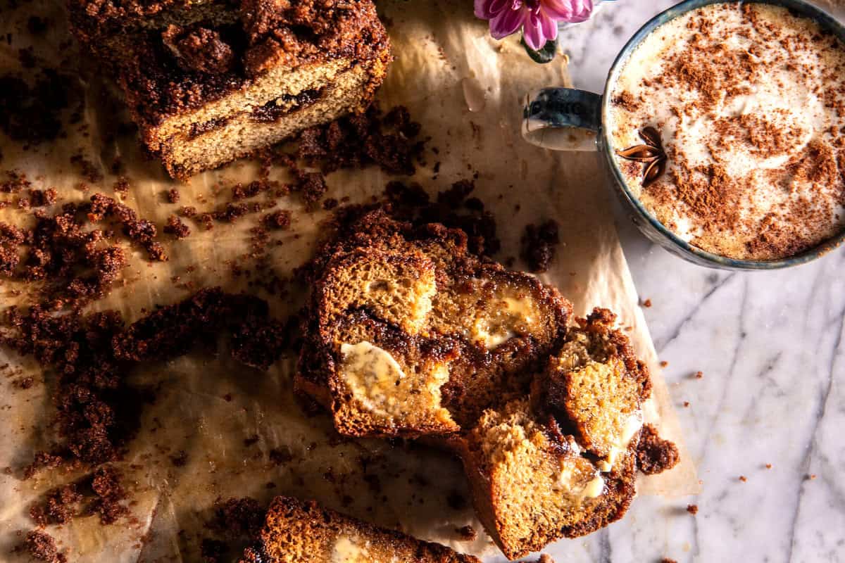 Cinnamon Crunch Swirled Banana Bread | halfbakedharvest.com
