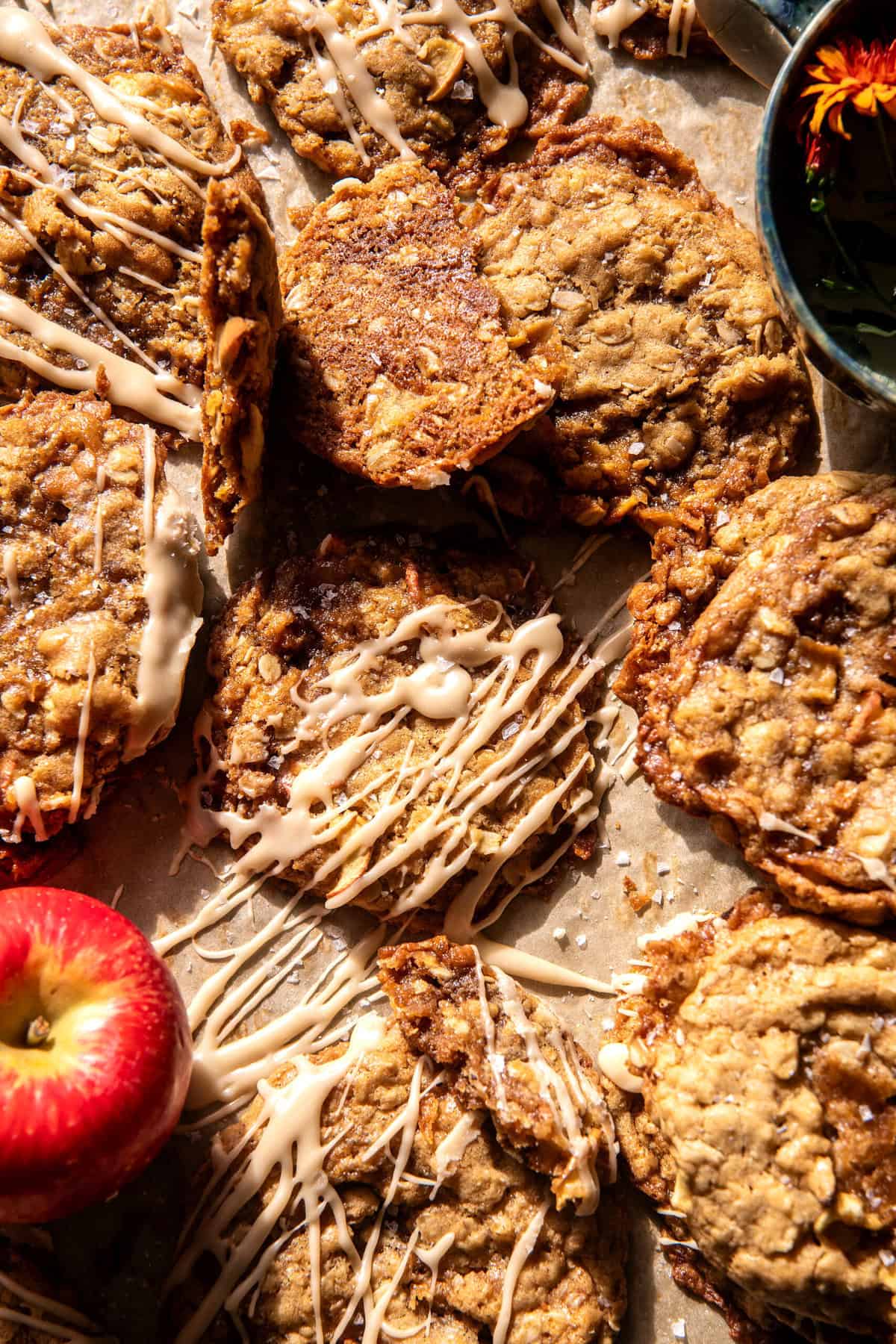 Iced Apple Cider Caramel Oatmeal Cookies | halfbakedharvest.com