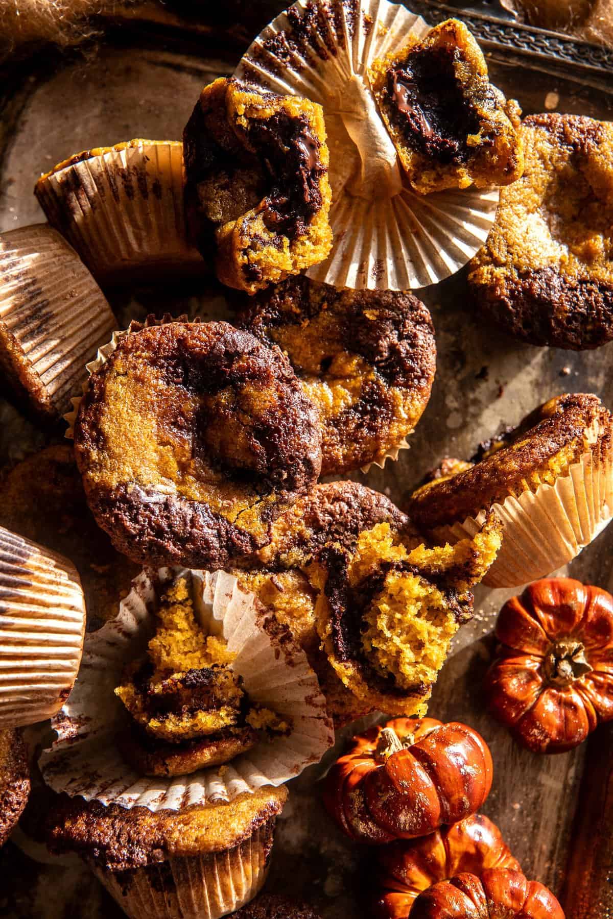 Molten Chocolate Pumpkin Muffins | halfbakedharvest.com