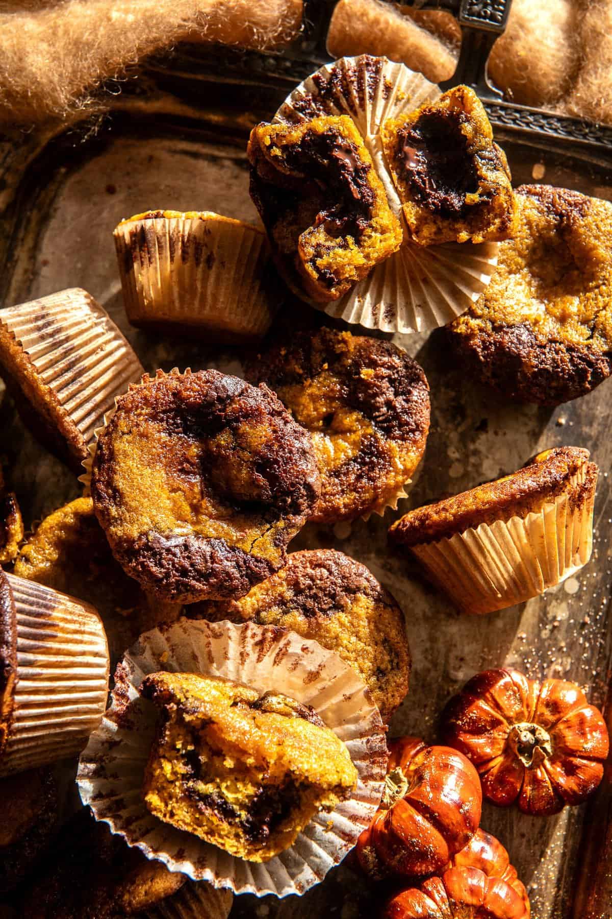 Molten Chocolate Pumpkin Muffins | halfbakedharvest.com