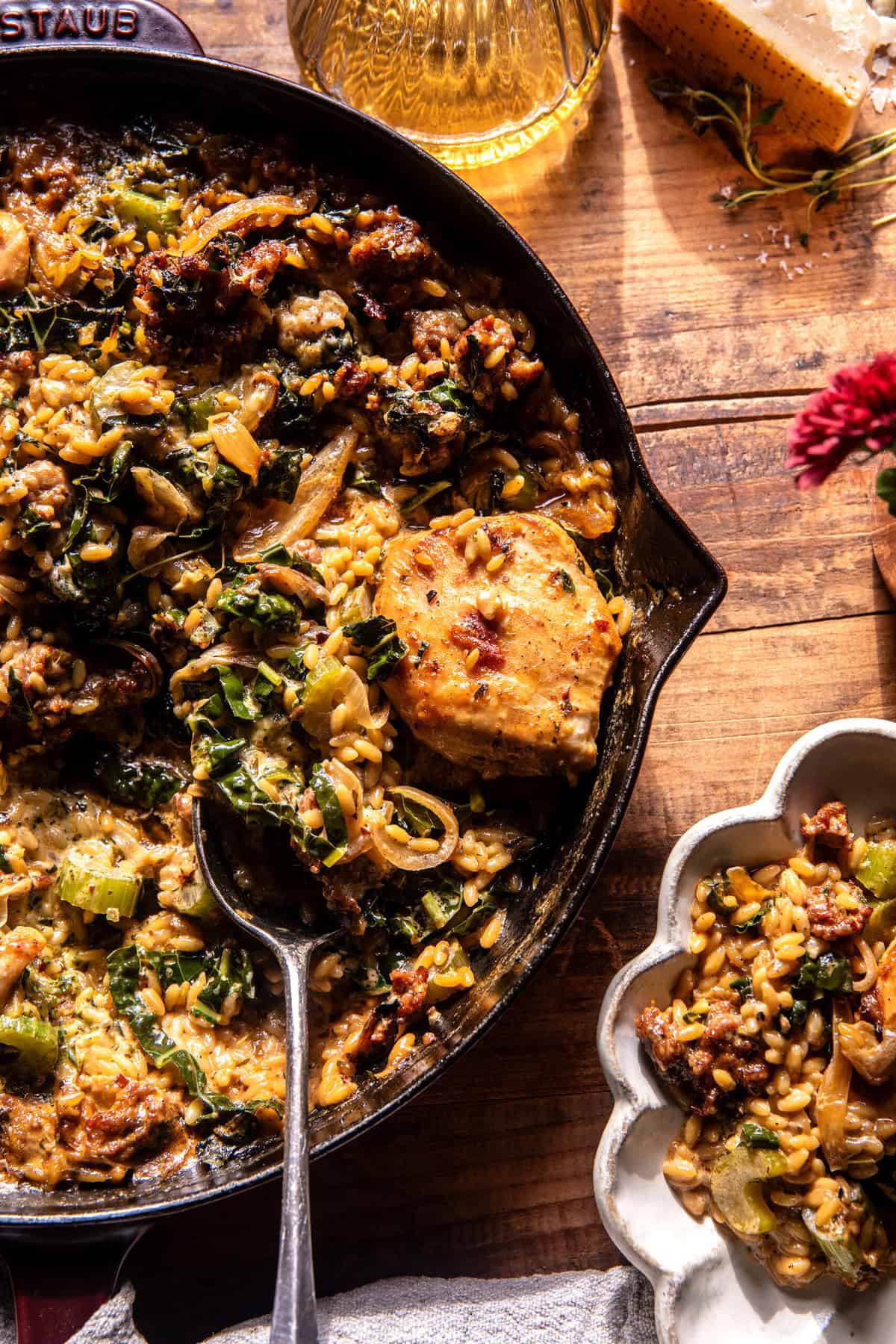 One Skillet Tuscan Chicken and Orzo | halfbakedharvest.com