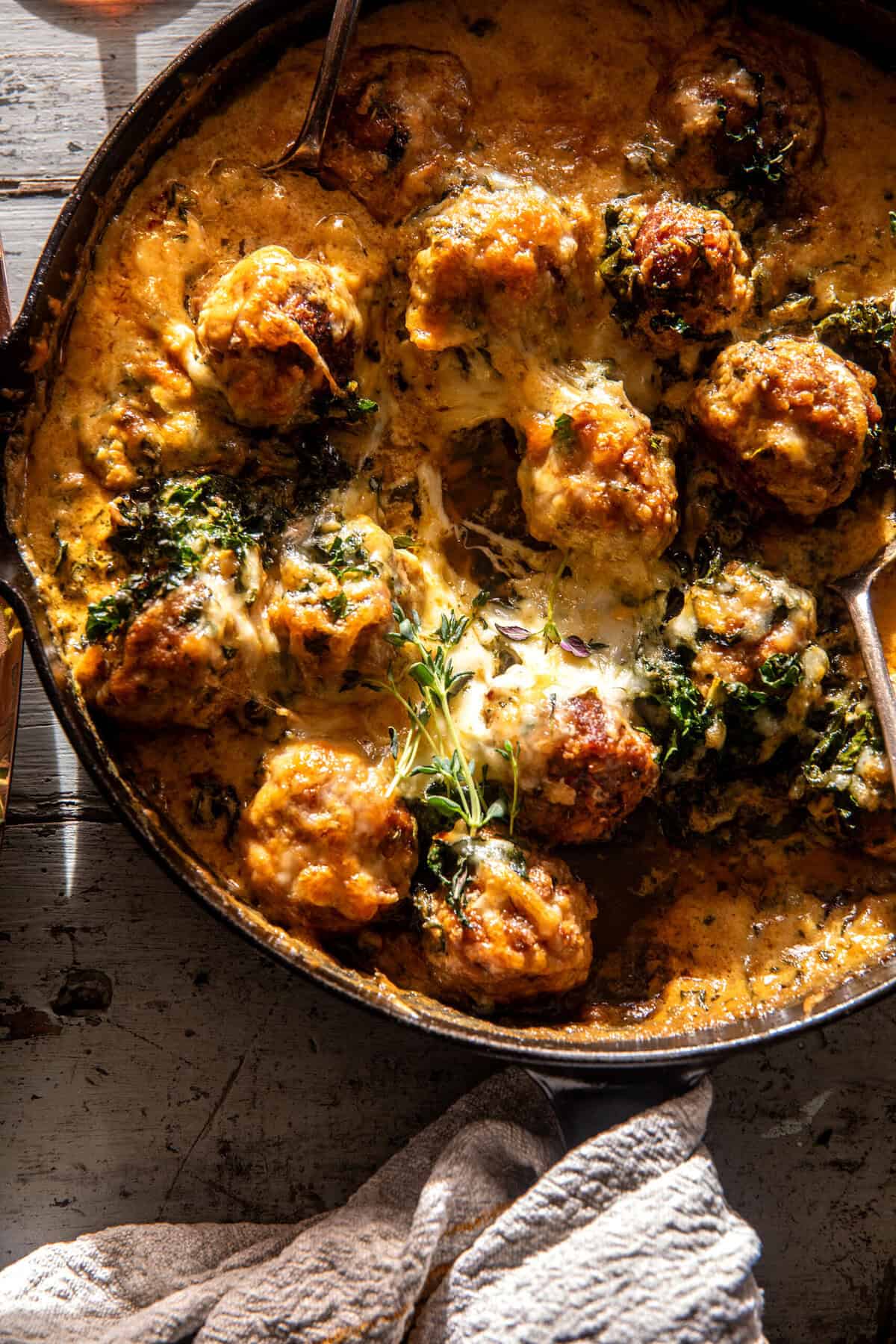 Pesto Zuppa Toscana Meatballs | halfbakedharvest.com