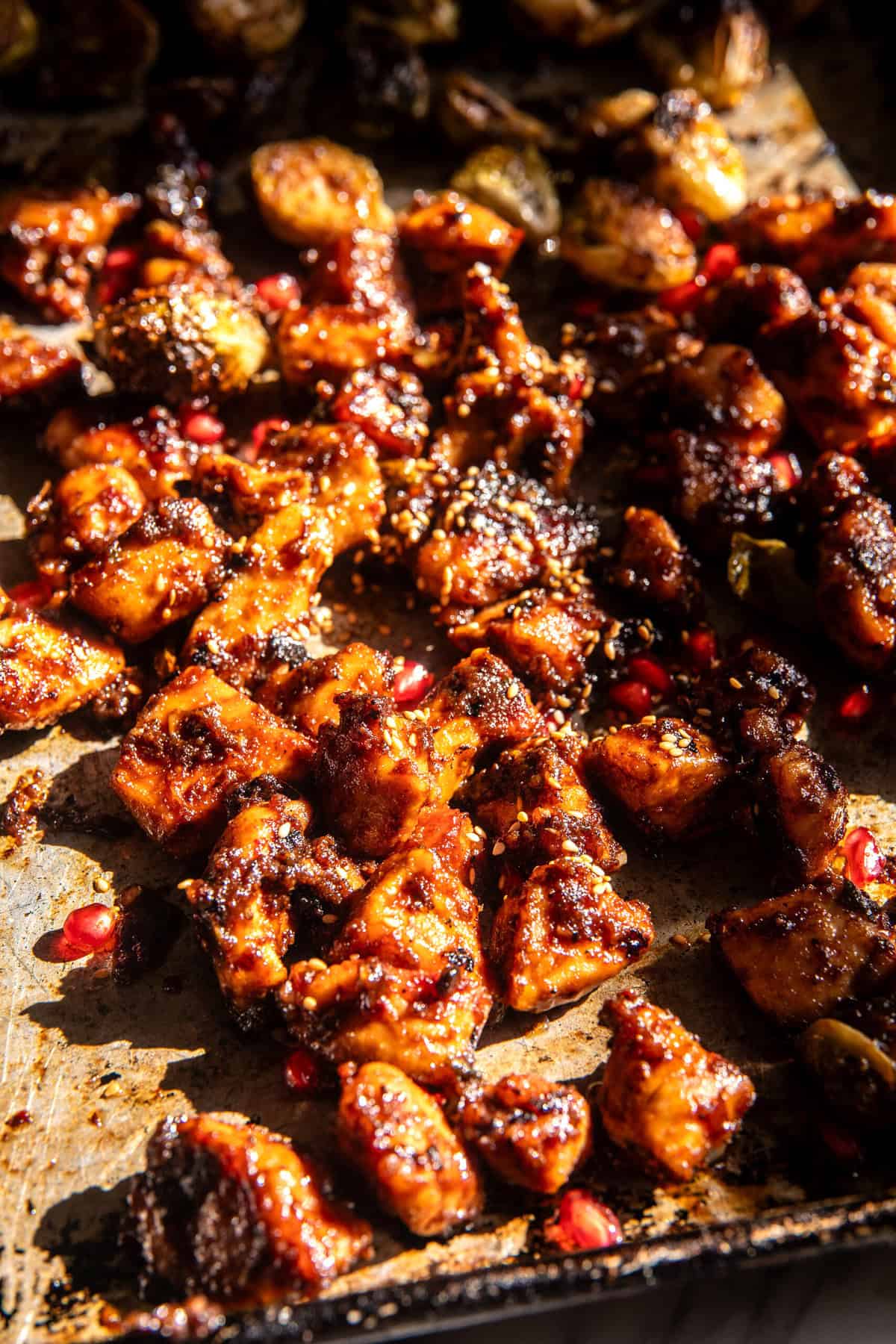 Sheet Pan Ginger Chicken and Brussels Sprouts | halfbakedharvest.com