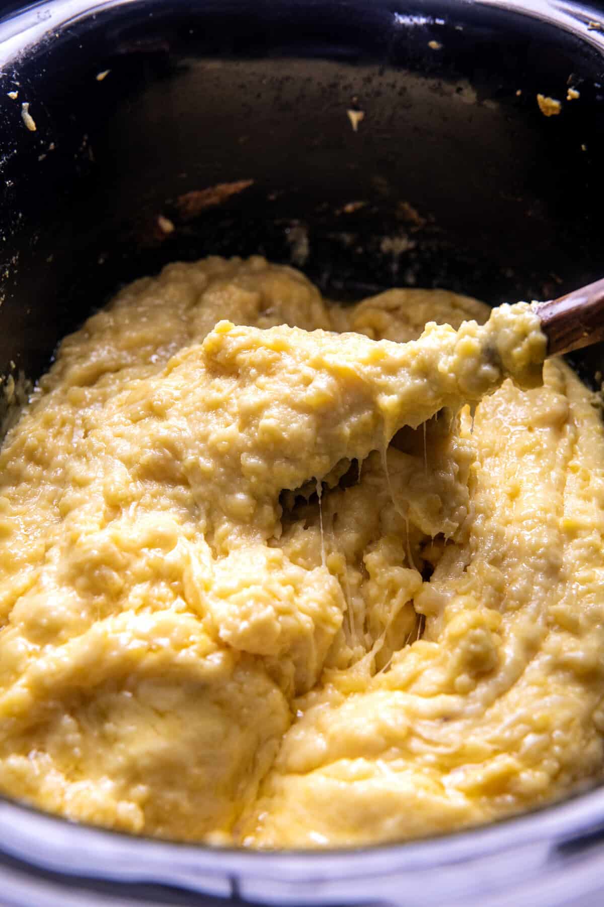 Crockpot Fondue Mashed Potatoes | halfbakedharvest.com