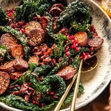 Sweet Potato Bacon Salad with Warm Cider Dressing | halfbakedharvest.com