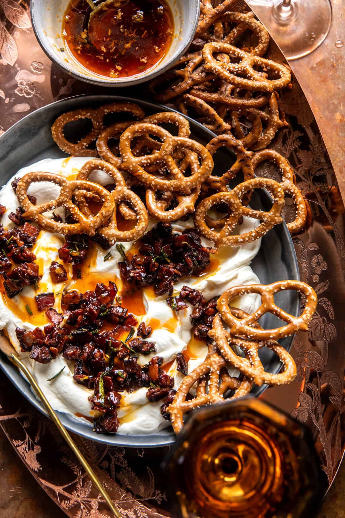 Whipped Goat Cheese Candied Bacon Dip | halfbakedharvest.com