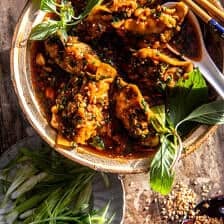 20 Minute Potstickers in Red Curry Garlic Broth | halfbakedharvest.com