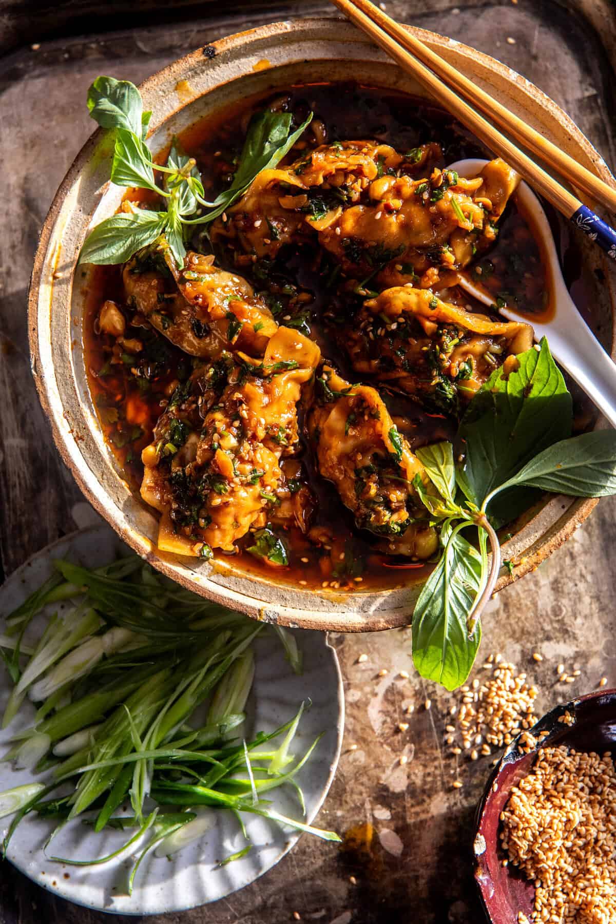 20 Minute Potstickers in Red Curry Garlic Broth | halfbakedharvest.com