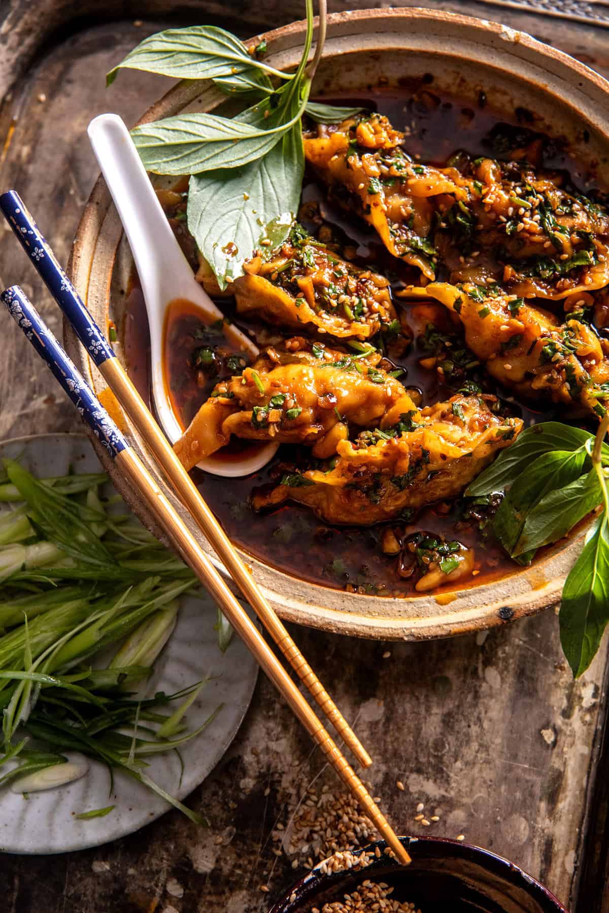 20 Minute Potstickers in Red Curry Garlic Broth | halfbakedharvest.com