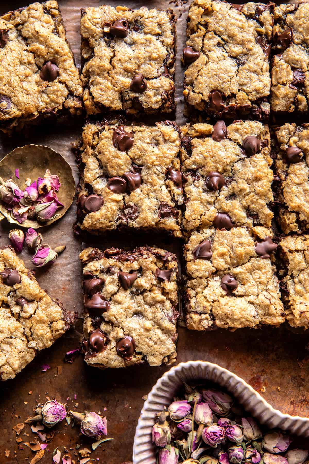 Brown Butter Oatmeal Chocolate Chip Cookie Bars | halfbakedharvest.com