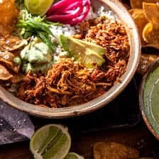 Crockpot Salsa Verde Chicken Tortilla Bowl | halfbakedharvest.com