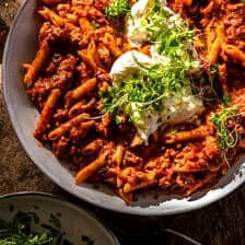 Easy One Pot Spicy Tomato Basil Pesto Pasta | halfbakedharvest.com
