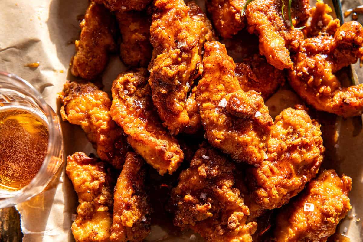 Baked Crispy Hot Honey Chicken Tenders | halfbakedharvest.com