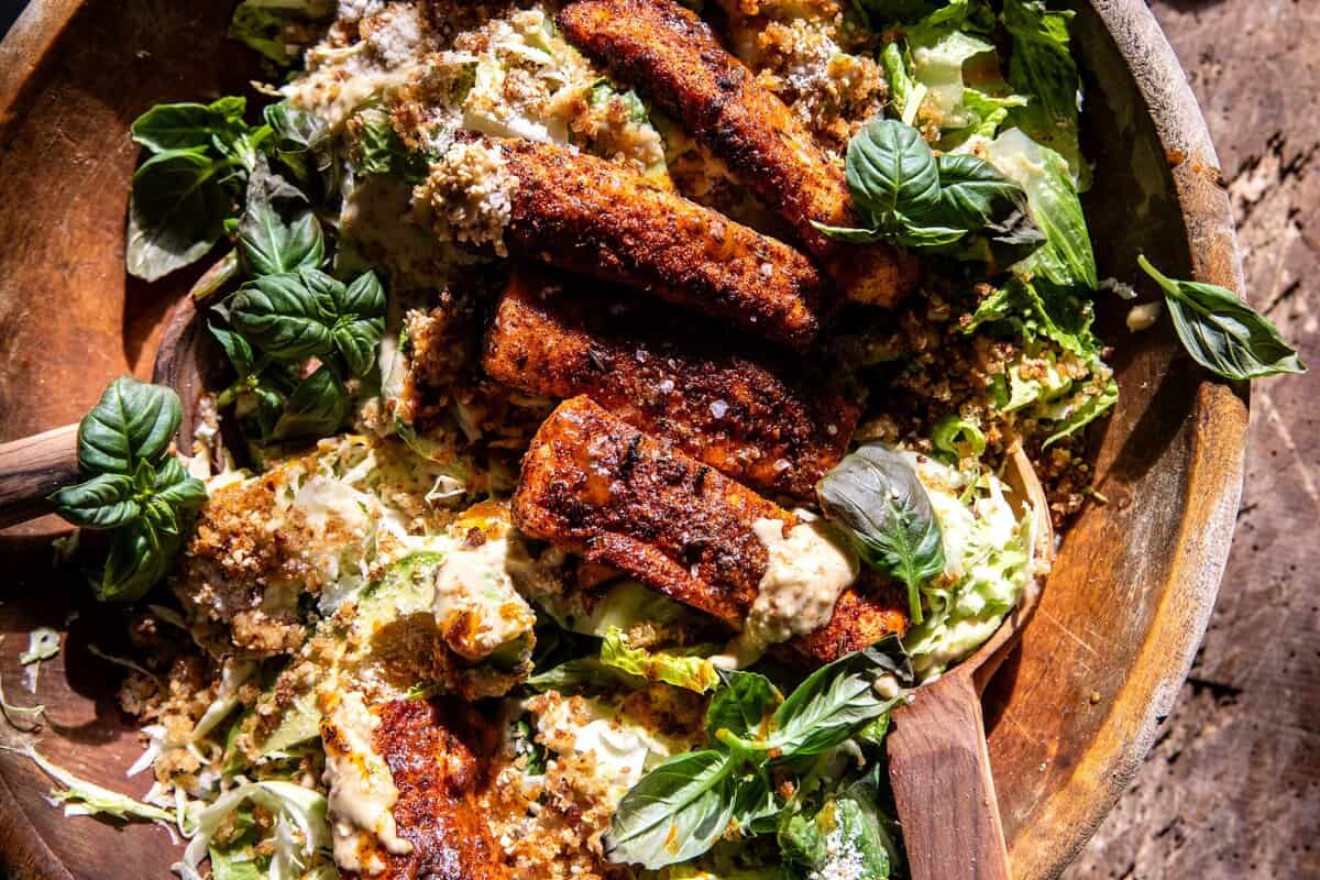 Blackened Salmon Caesar Salad | halfbakedharvest.com