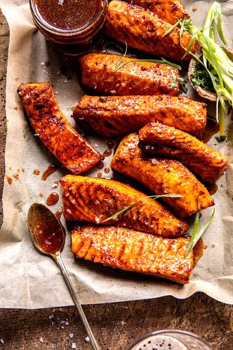 Crispy Hot Honey Salmon Tenders | halfbakedharvest.com