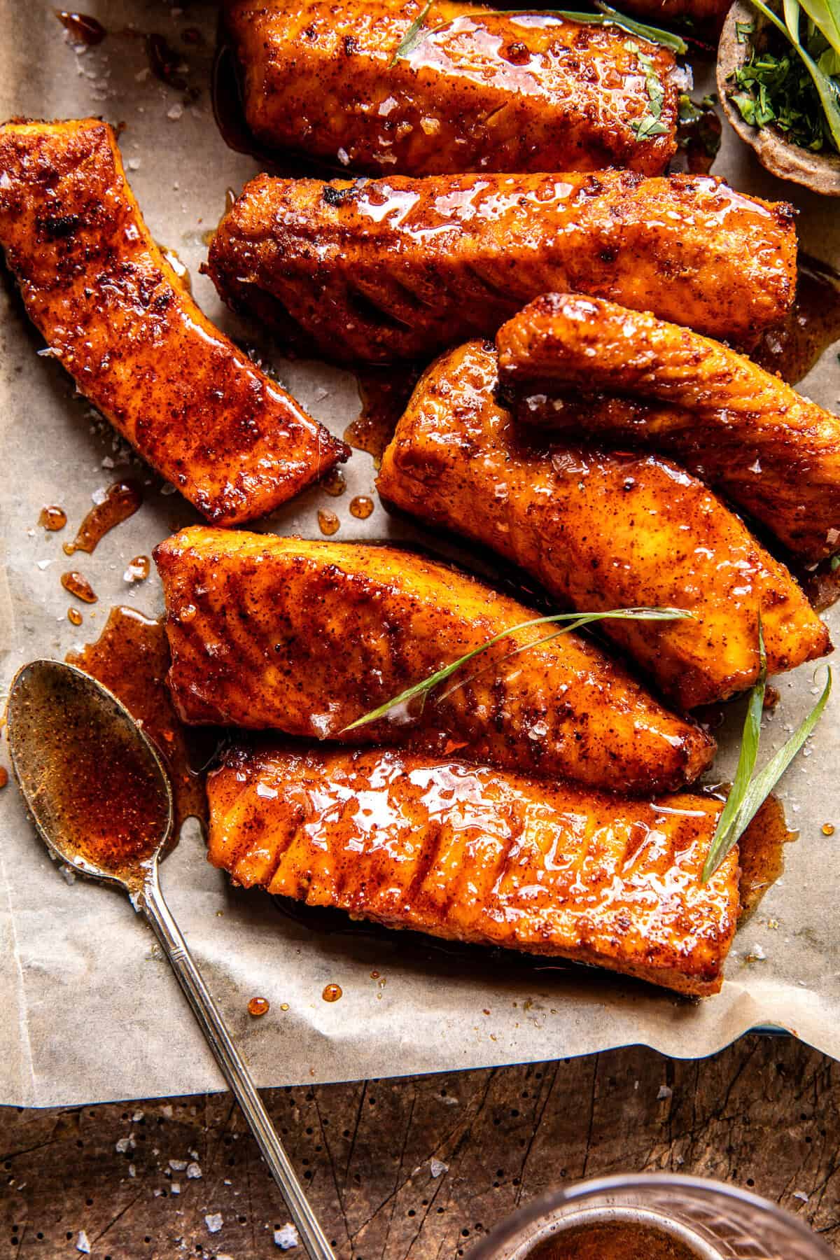 Crispy Hot Honey Salmon Tenders | halfbakedharvest.com