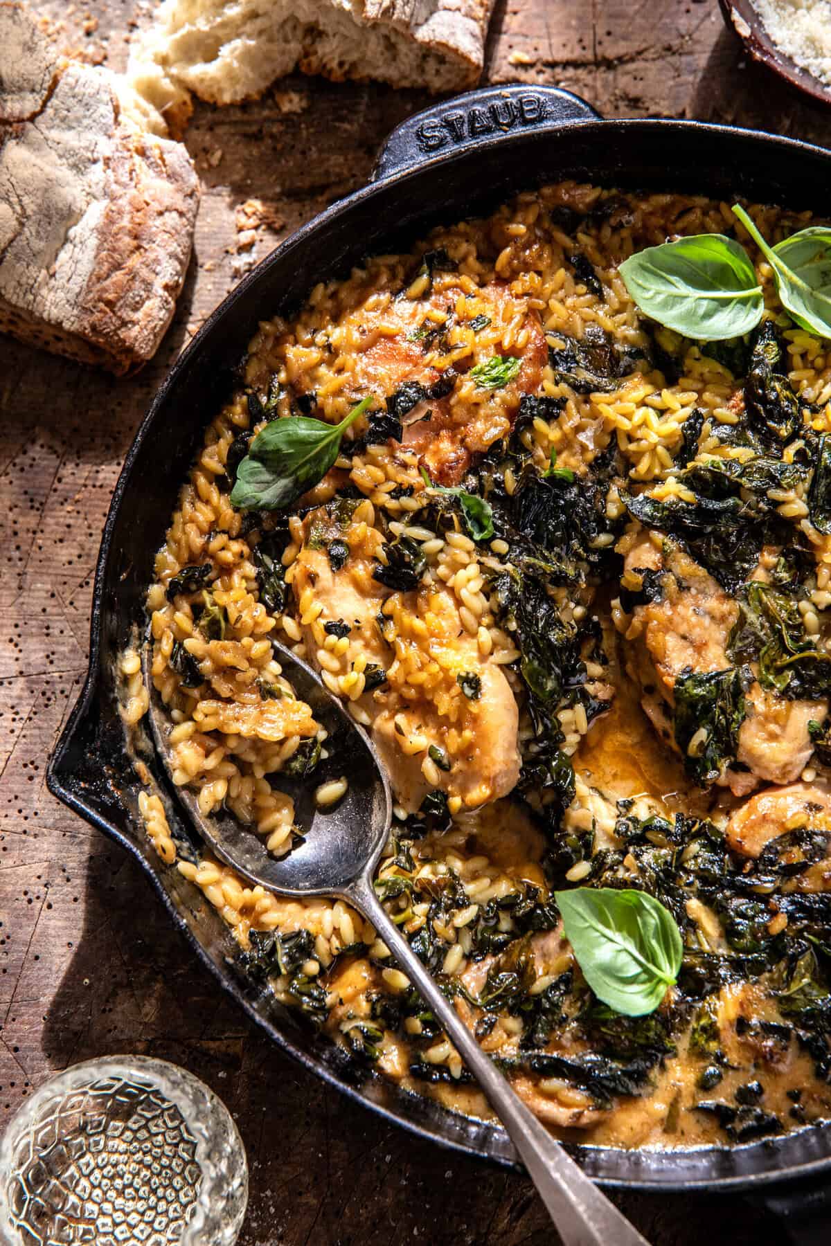 Lemon Cream Sauce Smothered Chicken and Orzo | halfbakedharvest.com