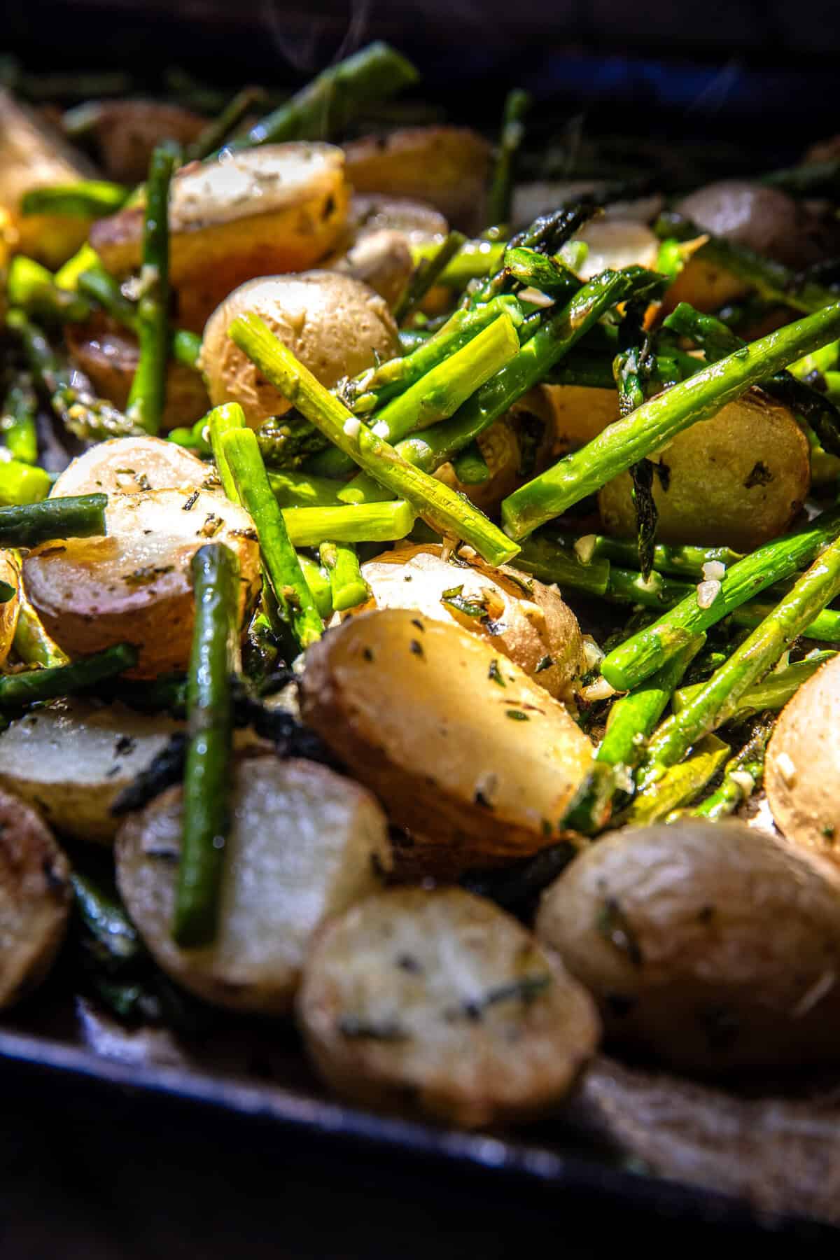 Roasted Asparagus and Potatoes with Sesame Breadcrumbs and Burrata | halfbakedharvest.com