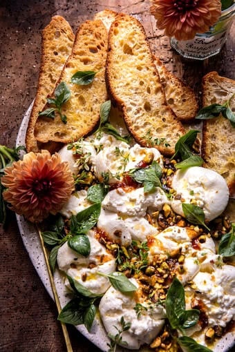 Smashed Burrata with Jam and Pistachios | halfbakedharvest.com