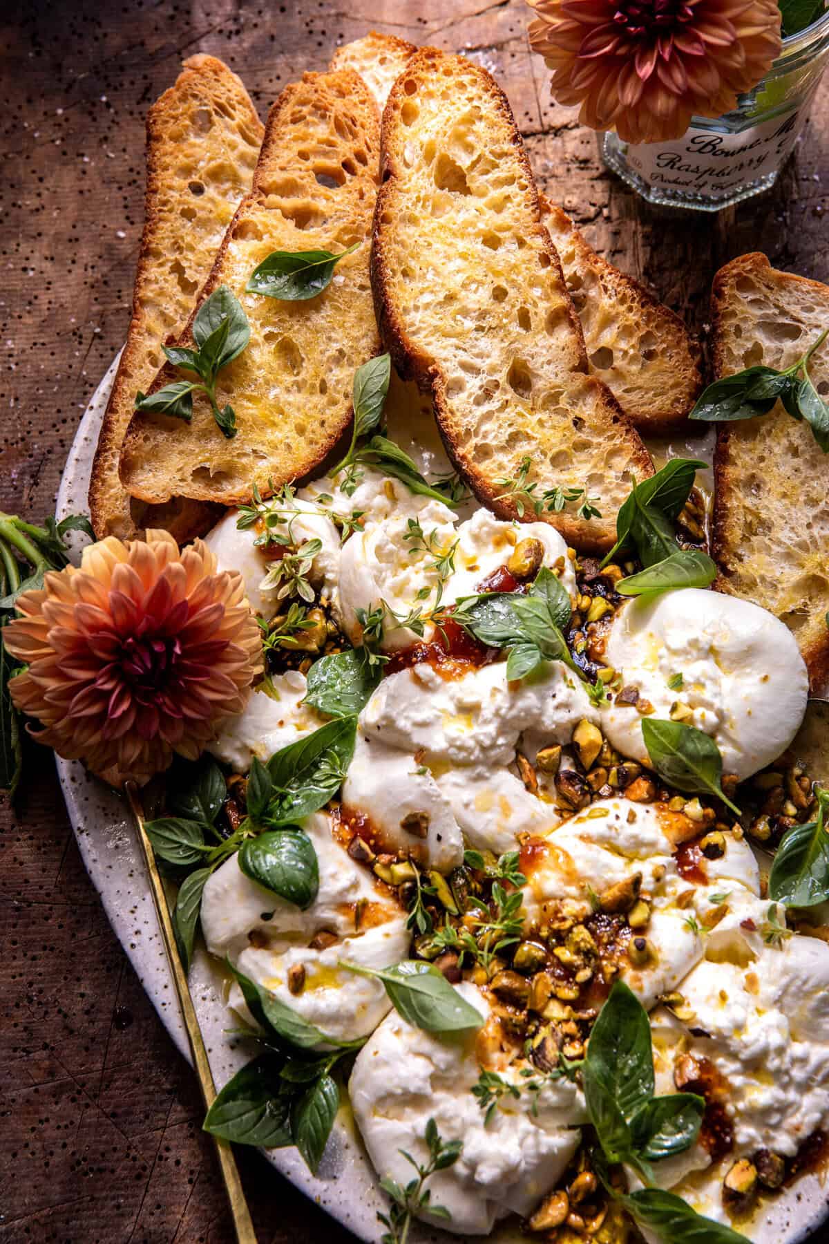 Smashed Burrata with Jam and Pistachios | halfbakedharvest.com