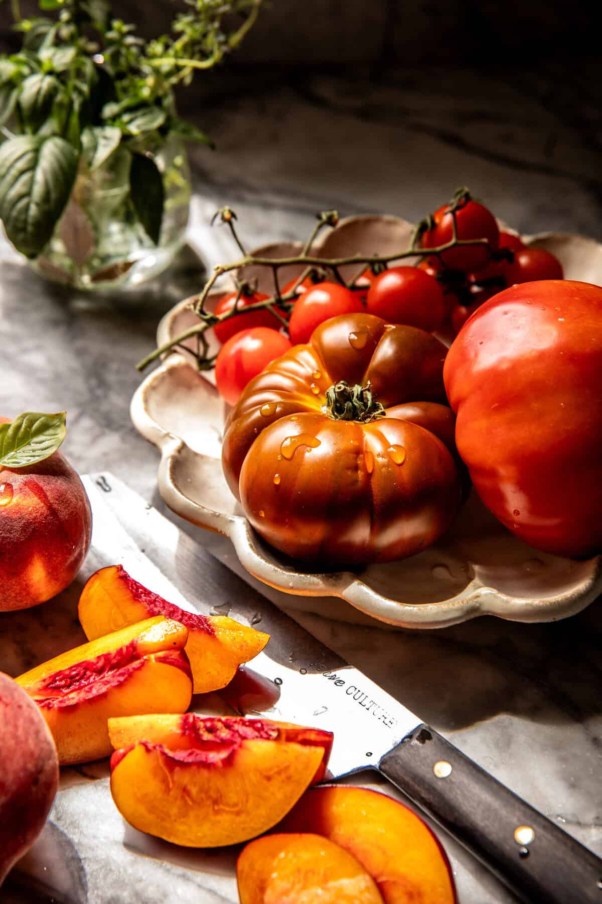 Tomato Peach Chicken Salad | halfbakedharvest.com