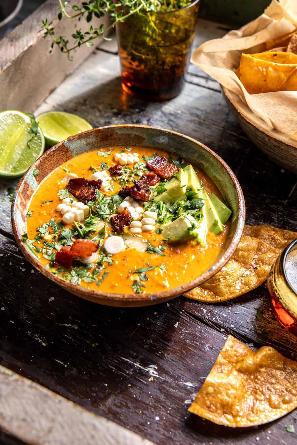 Chipotle Queso Chicken Corn Chowder | halfbakedharvest.com