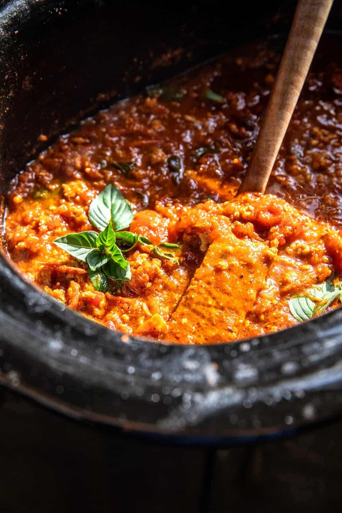 Crockpot Brown Butter Tomato and Ricotta Pasta | halfbakedharvest.com