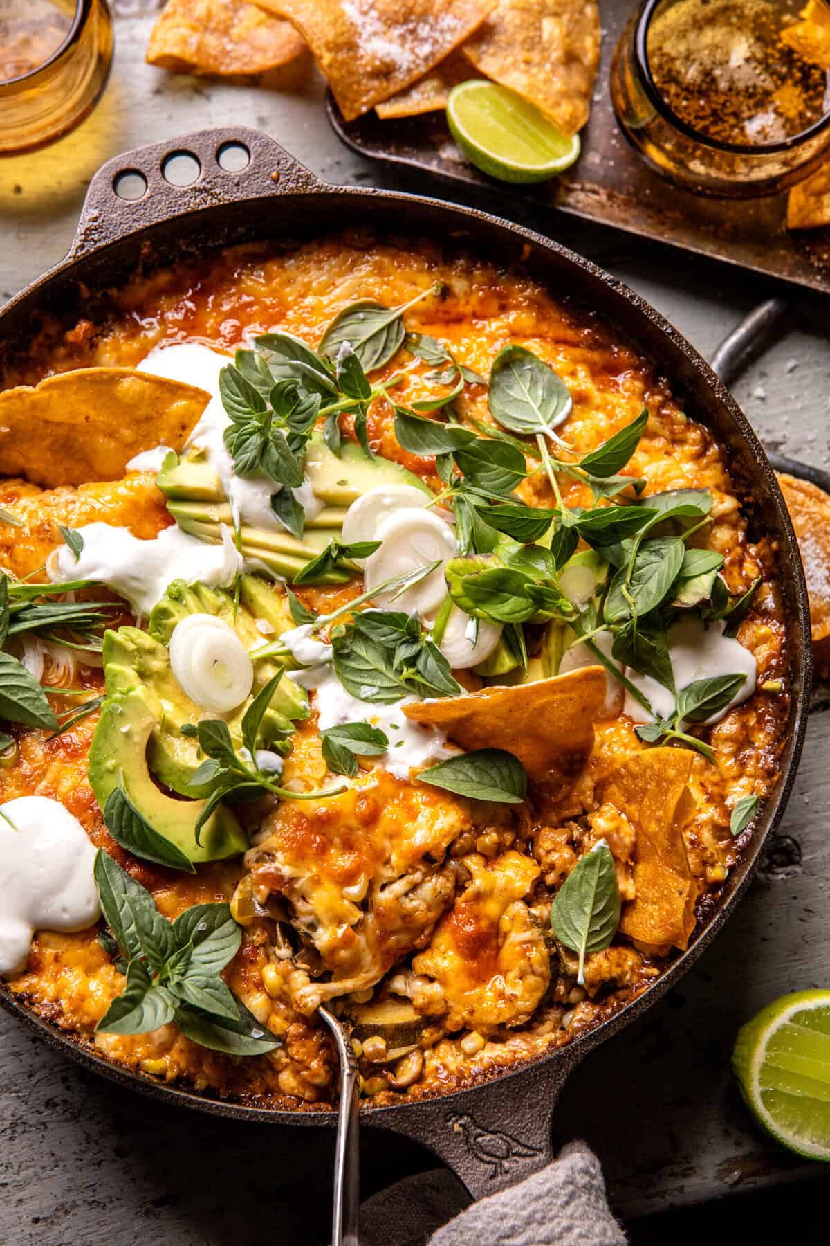 Skillet Mexican Tomatillo Chicken and Rice | halfbakedharvest.com