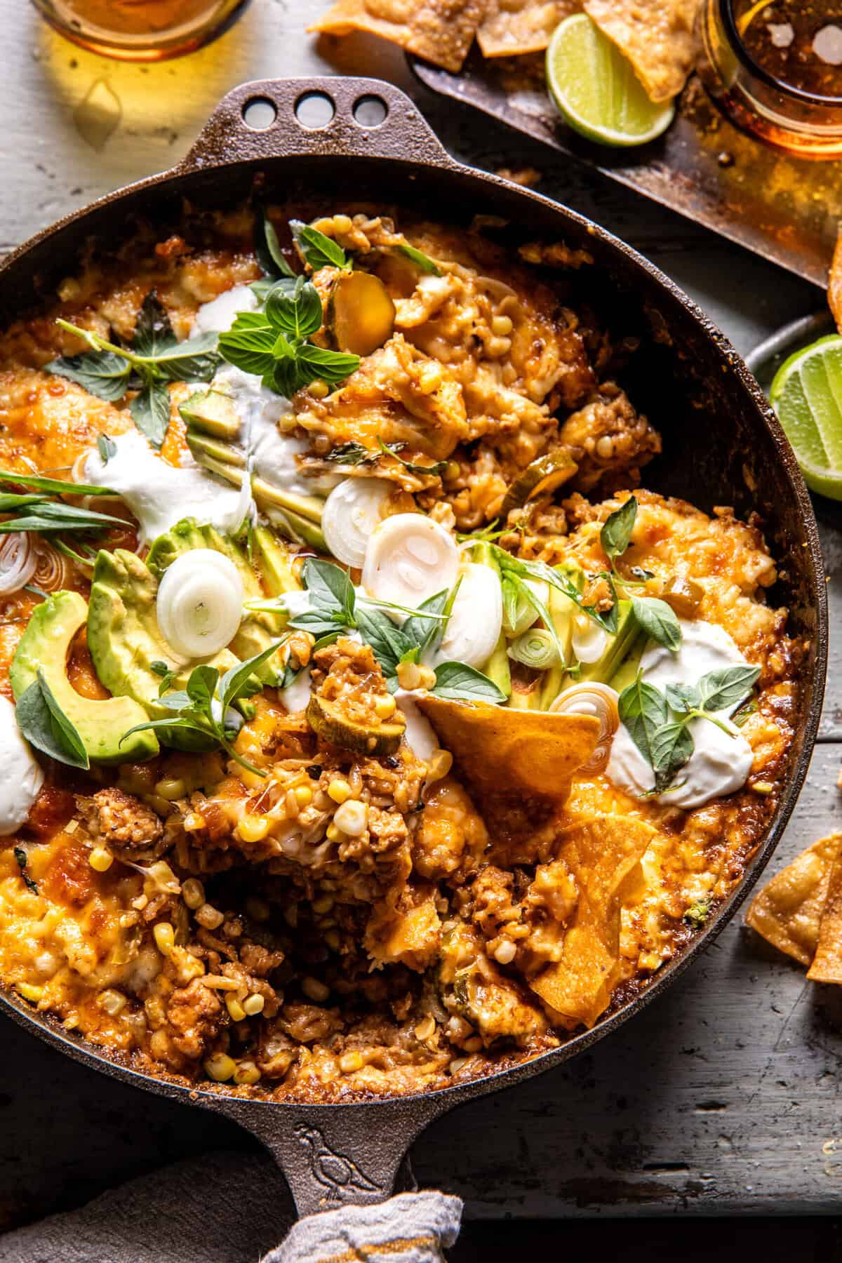 Skillet Mexican Tomatillo Chicken and Rice | halfbakedharvest.com