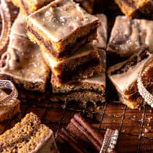 Frosted Brown Butter Snickerdoodle Blondies | halfbakedharvest.com