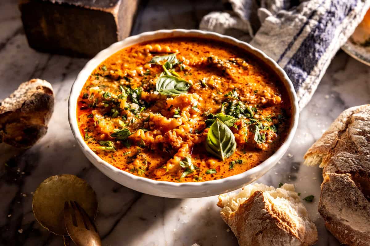 One Pot Creamy Italian Lasagna Soup | halfbakedharvest.com