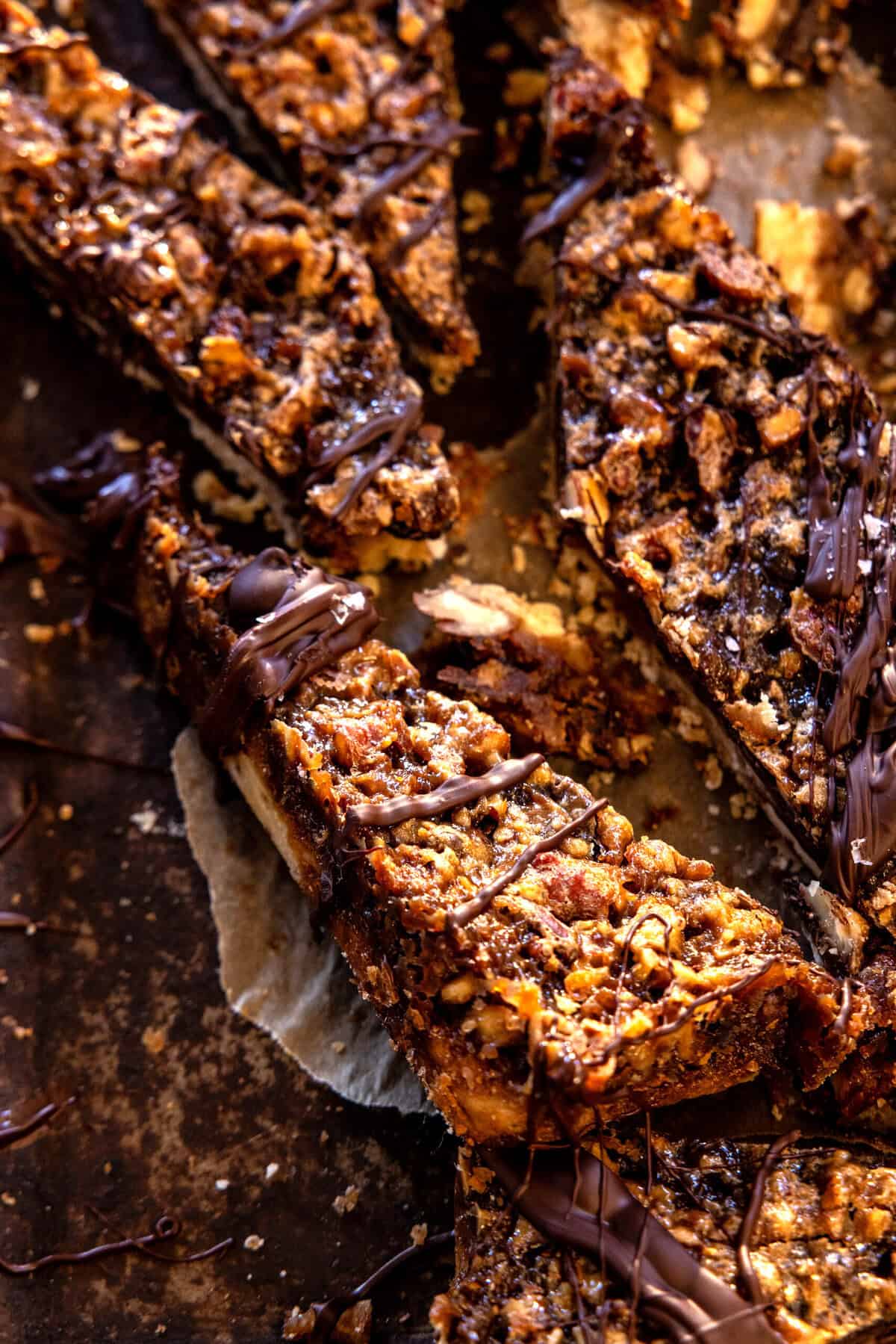 Gooey Salted Brown Sugar Maple Pecan Cookie Pie Bars | halfbakedharvest.com