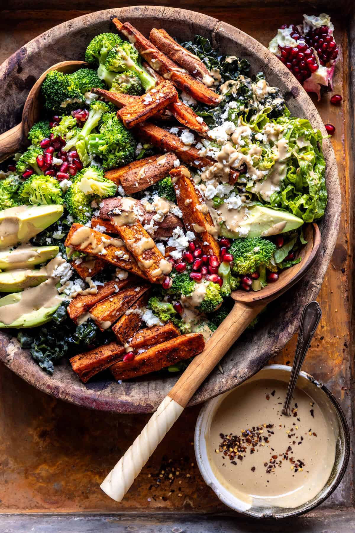 Mean Green Salad with Tahini Miso Dressing | halfbakedharvest.com