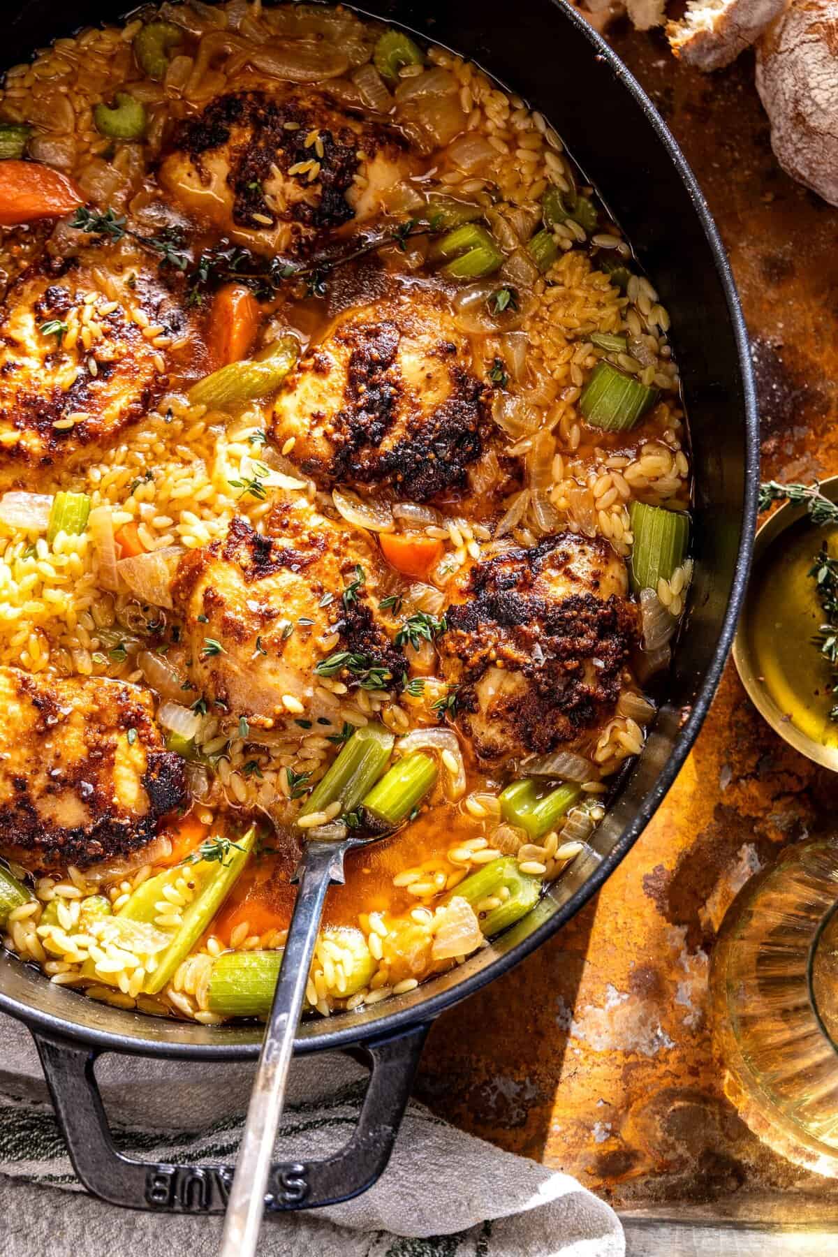 One Pot Mustard Chicken and Orzo | halfbakedharvest.com