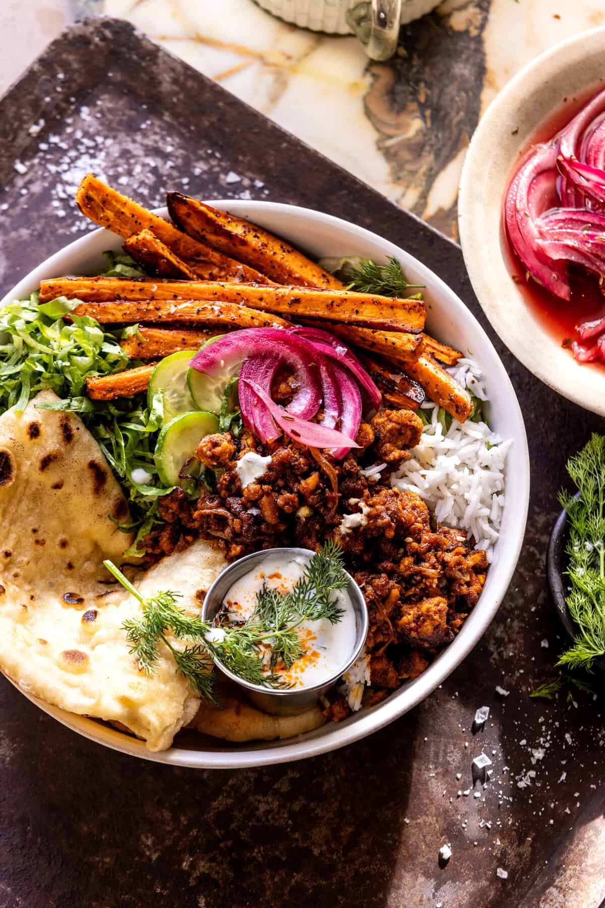 Quick Chicken Shawarma and Sweet Potato Bowls halfbakedharvest.com