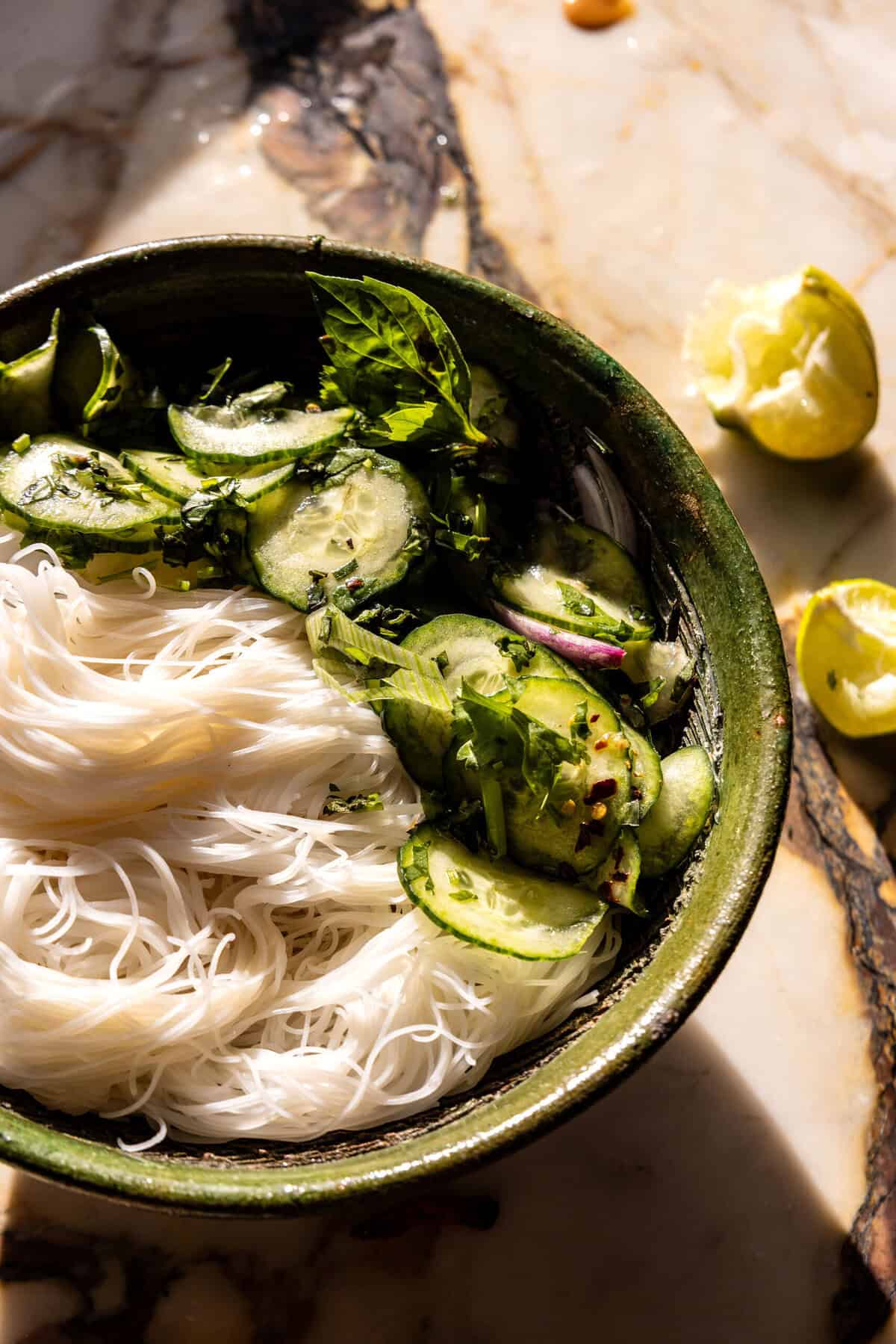 Thai Peanut Chicken Noodle Bowls | halfbakedharvest.com