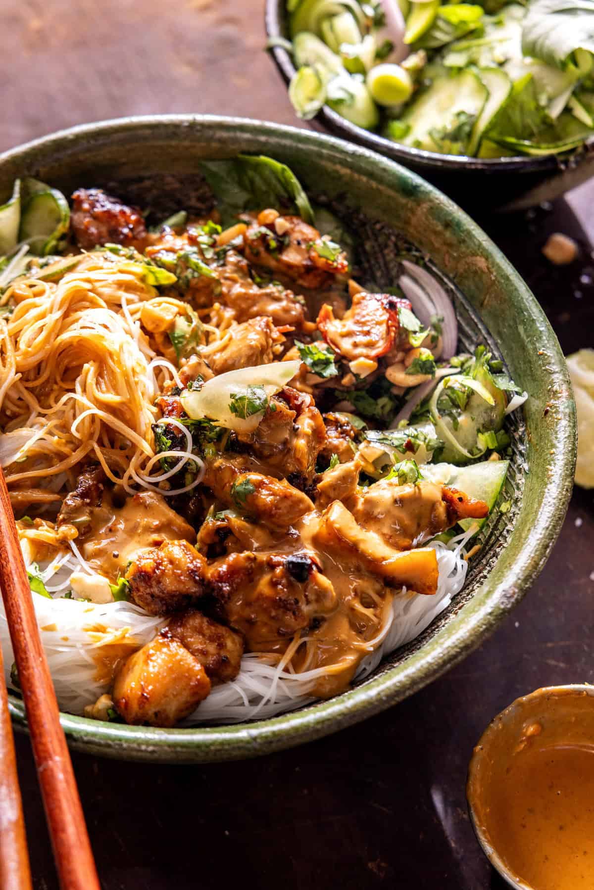 Thai Peanut Chicken Noodle Bowls | halfbakedharvest.com