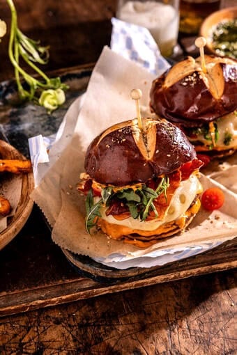 Greek Burgers with Harissa Mayo | halfbakedharvest.com